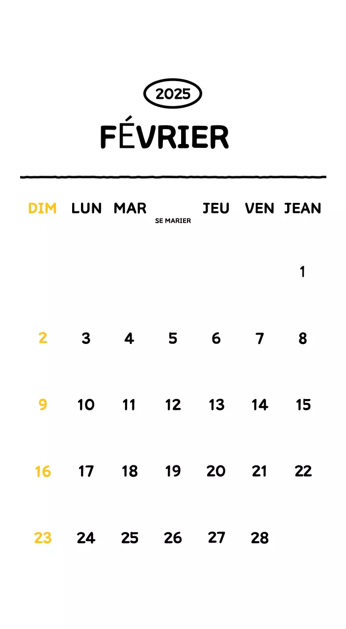 Calendrier illustré avec un joli style de lignes