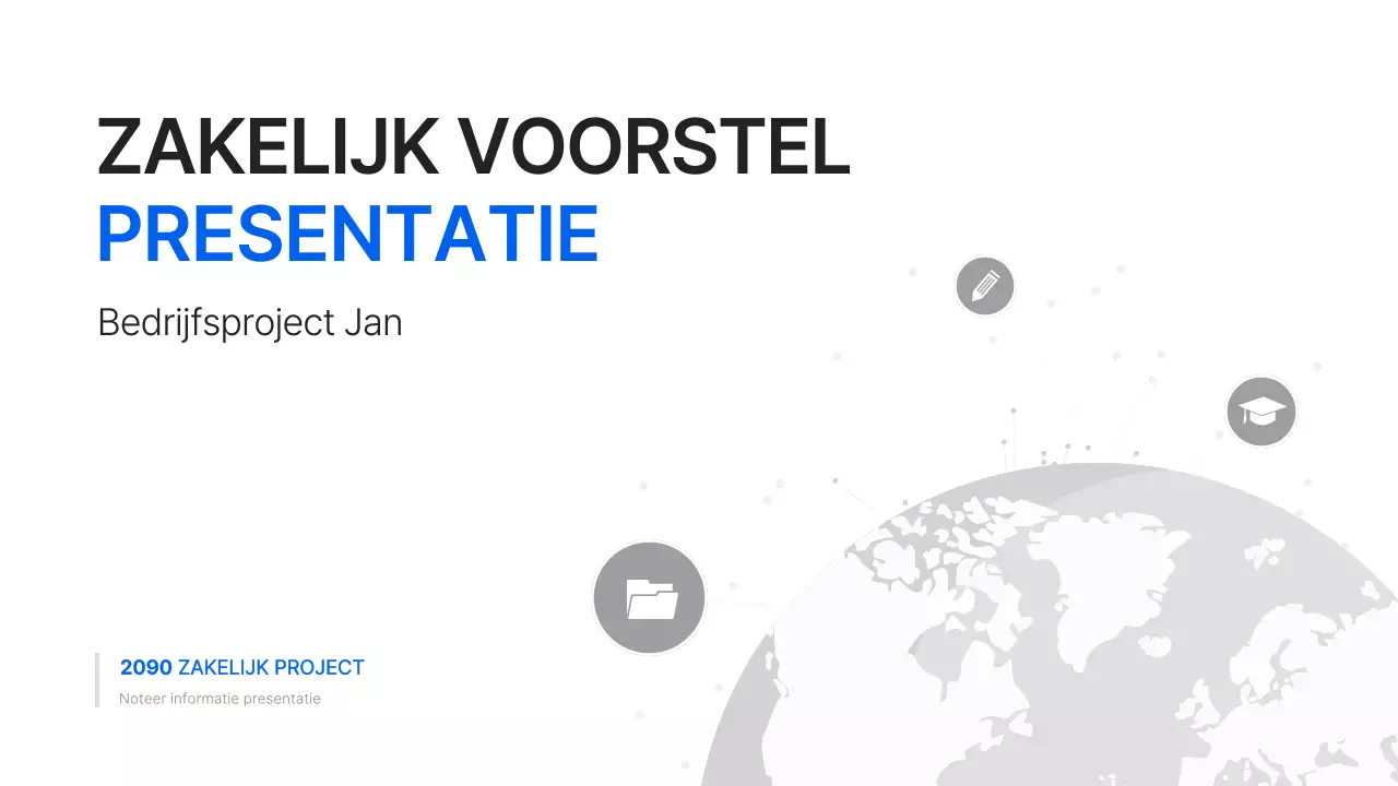 Een eenvoudig globaal bedrijfsplan in wit en blauw