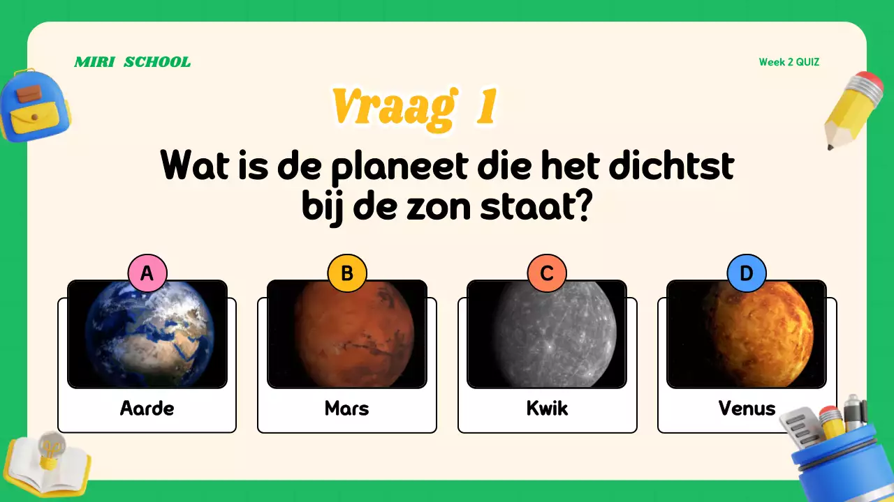 Kleurrijk modern quizlesmateriaal