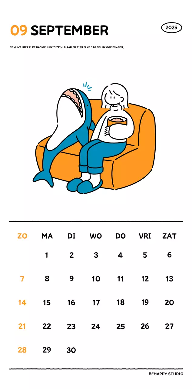Geïllustreerde kalender met een mooie lijnstijl