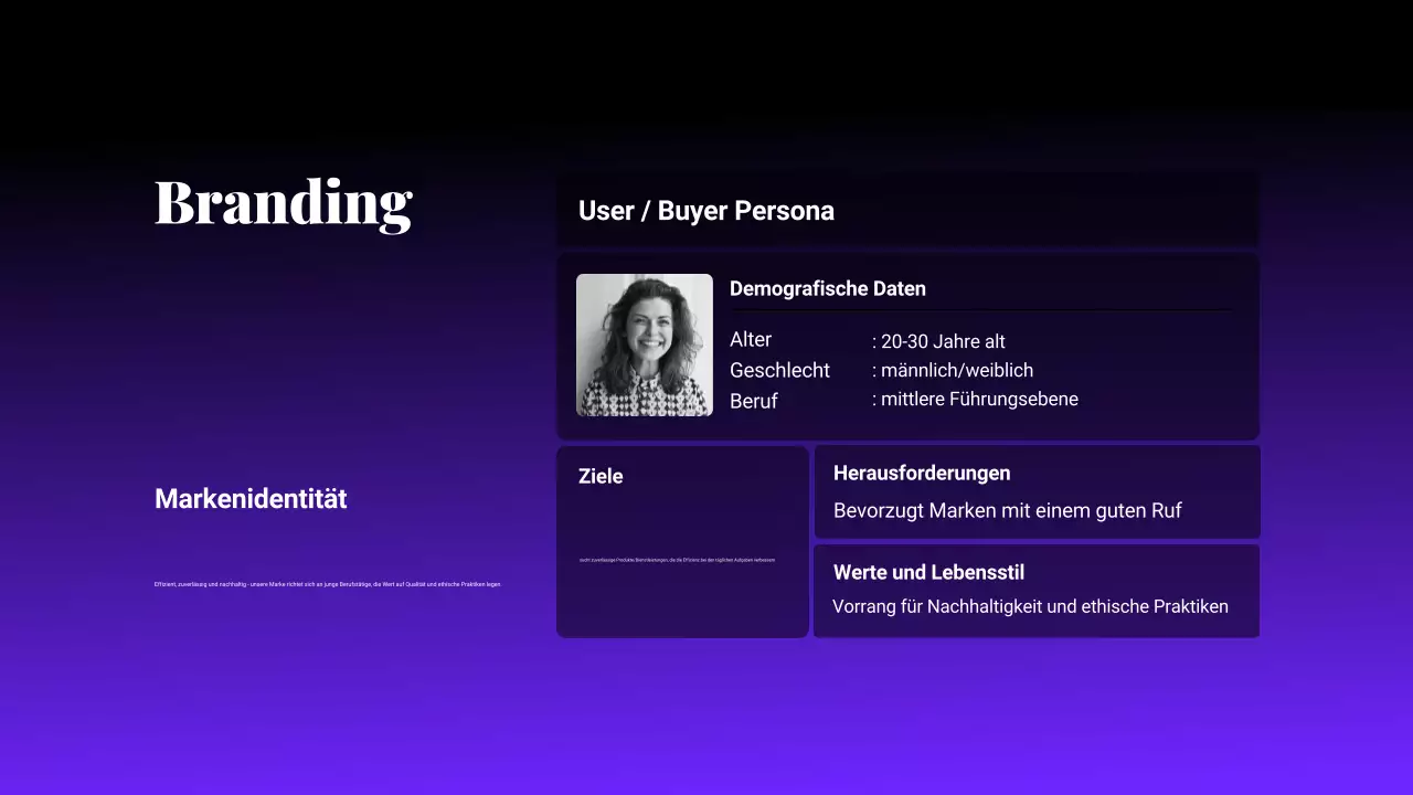 Schwarz und lila Farbverlauf Marketingplan Präsentation