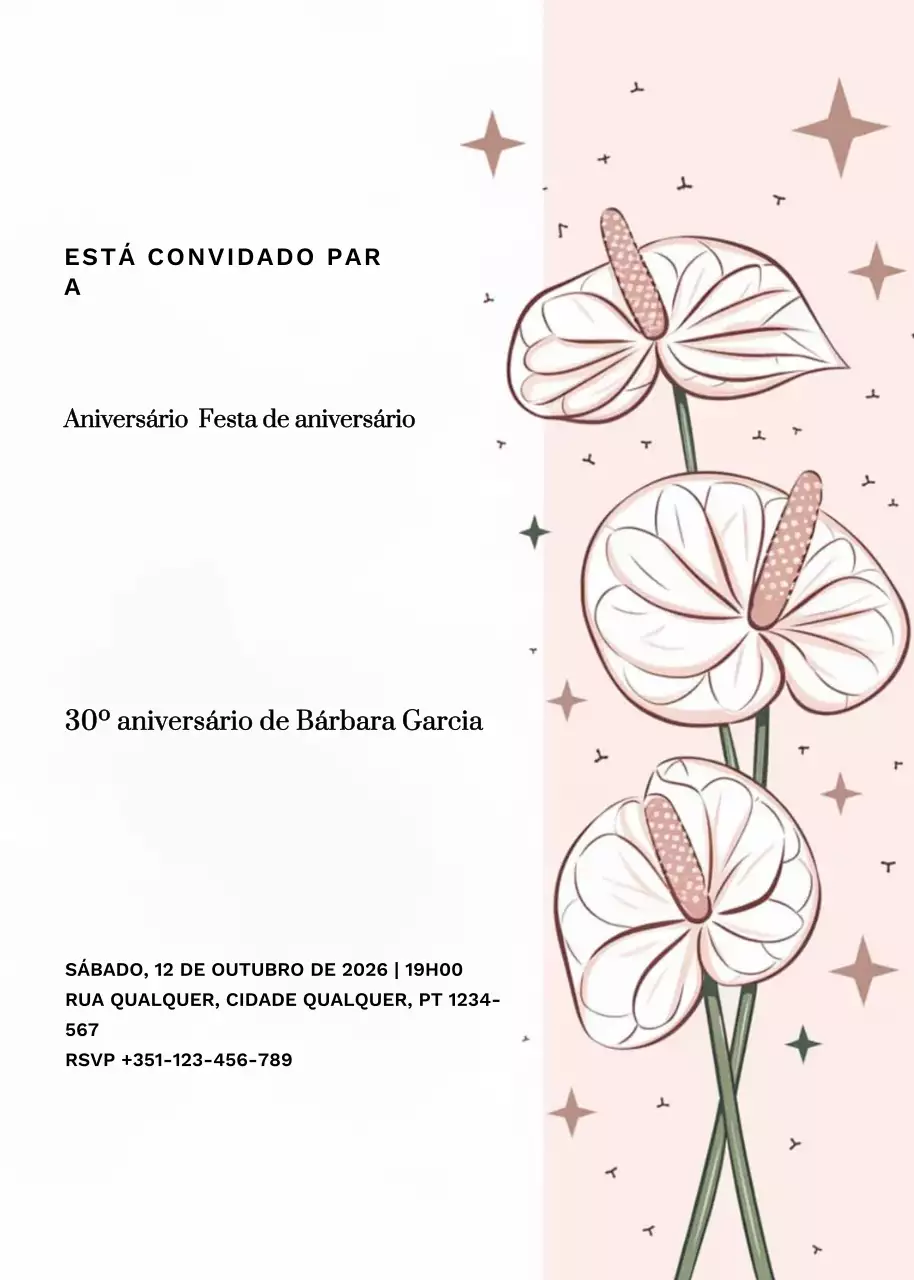 convite de aniversário elegante bege