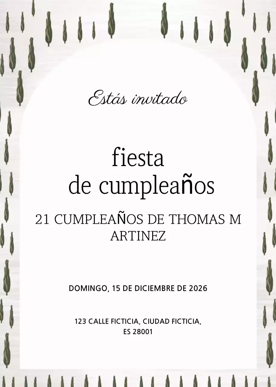 Invitación de cumpleaños rústica verde
