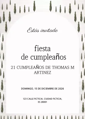 Invitación de cumpleaños rústica verde