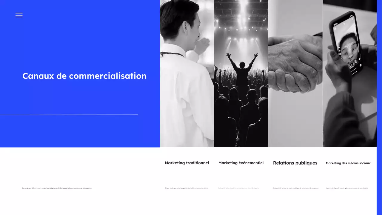 Présentation d'un plan de marketing simple et bleu