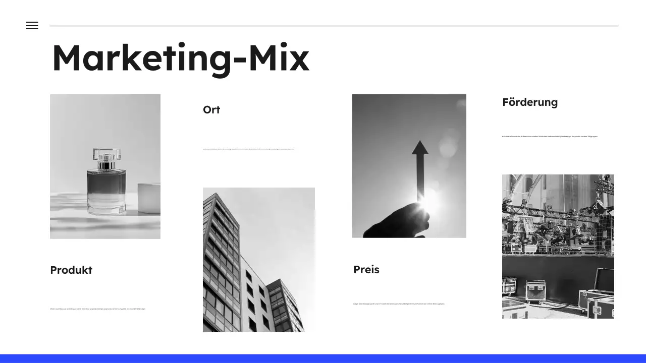 Blauer einfacher Marketingplan Präsentation