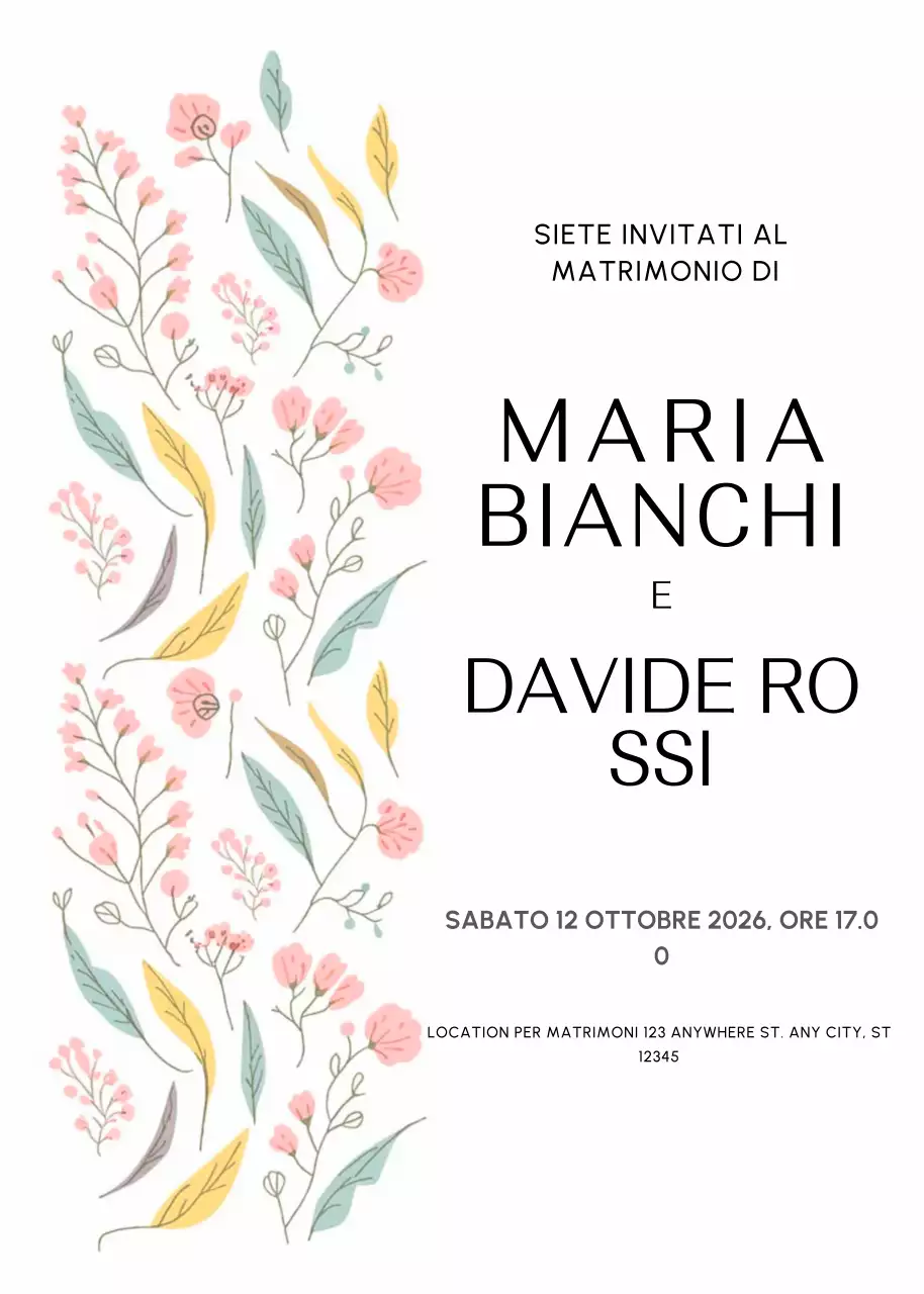 invito di nozze floreale bianco