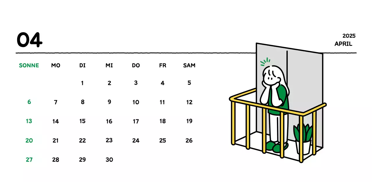 Illustrierter Kalender mit schönem Linienstil