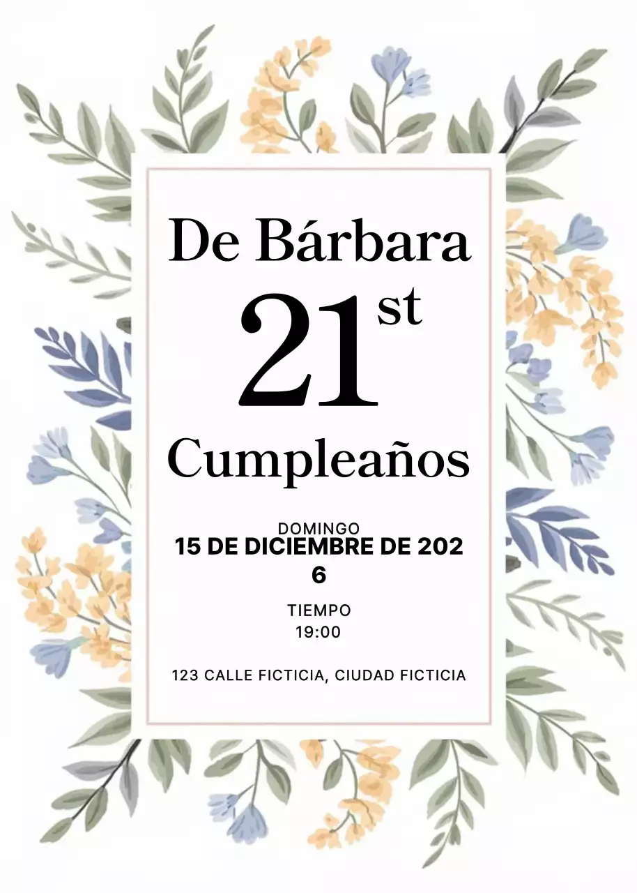 Invitación de cumpleaños floral beige