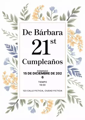 Invitación de cumpleaños floral beige