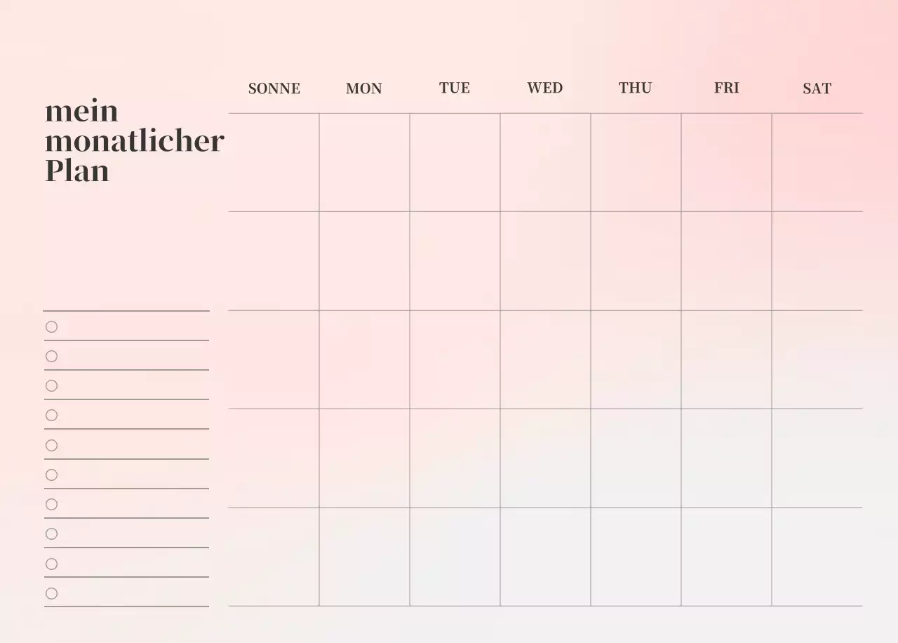 Minimalistischer Kalender mit Farbverlauf