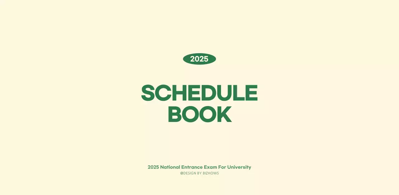 Lịch treo tường ý tưởng sổ ghi chú ngày thi đại học màu xanh lá cây và màu vàng nhạt