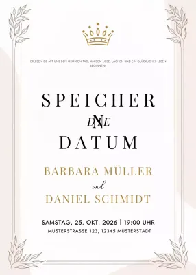 Beige Elegante Hochzeitseinladung