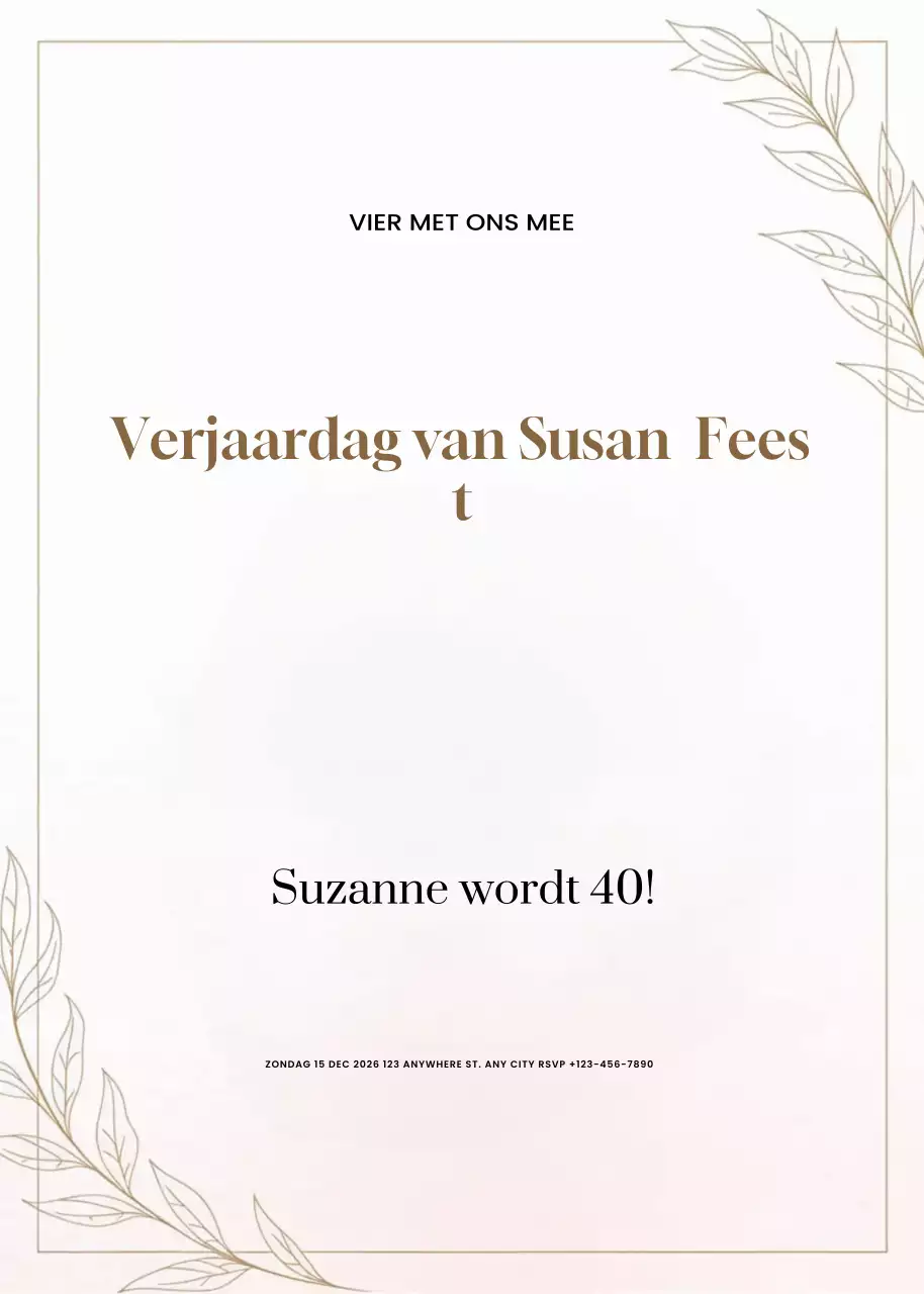 beige minimalistische verjaardagsuitnodiging
