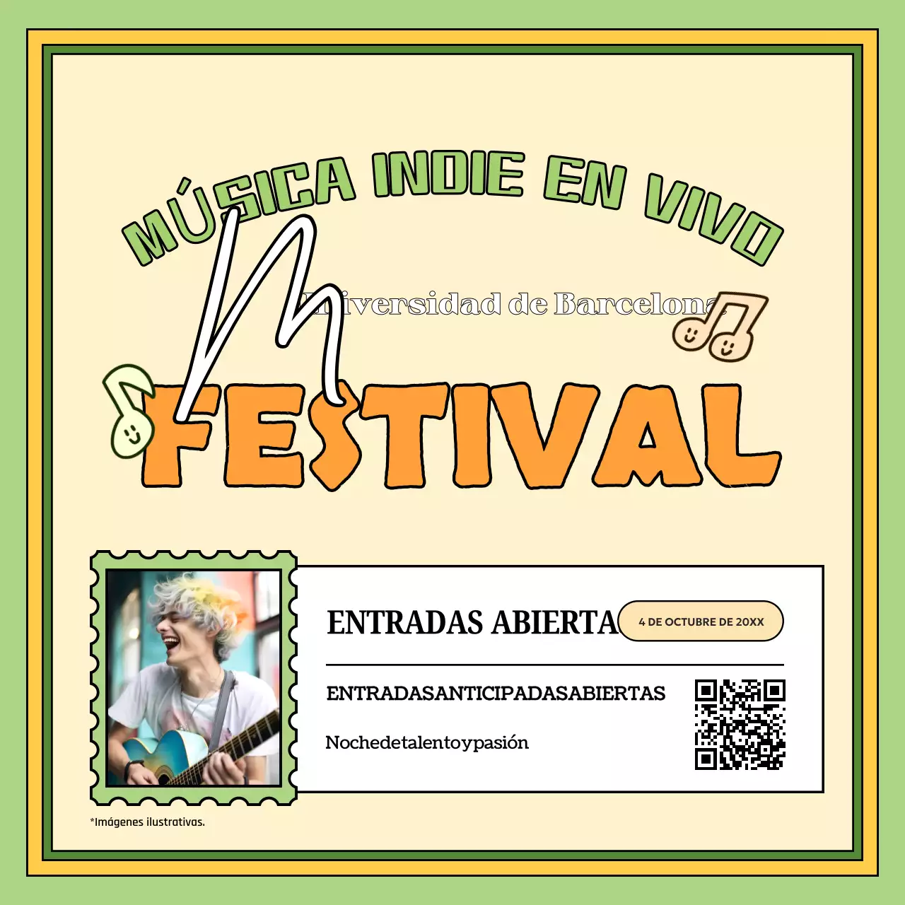 green and orange pop live indie music festival event