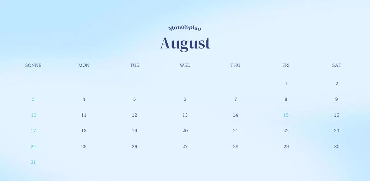 Minimalistischer Kalender mit Farbverlauf