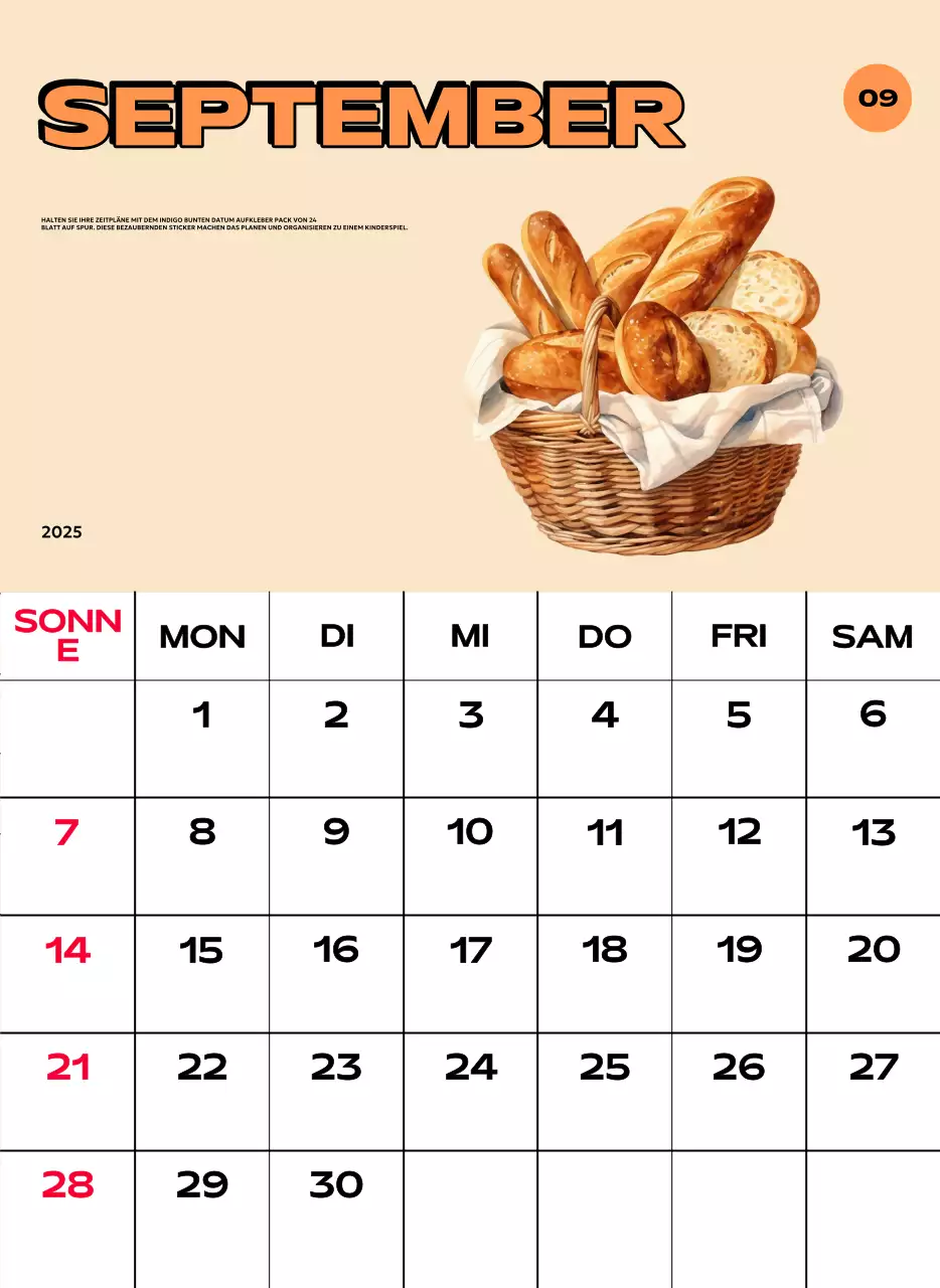 Bunte Kalender mit einer Vielzahl von Retro-Illustrationen