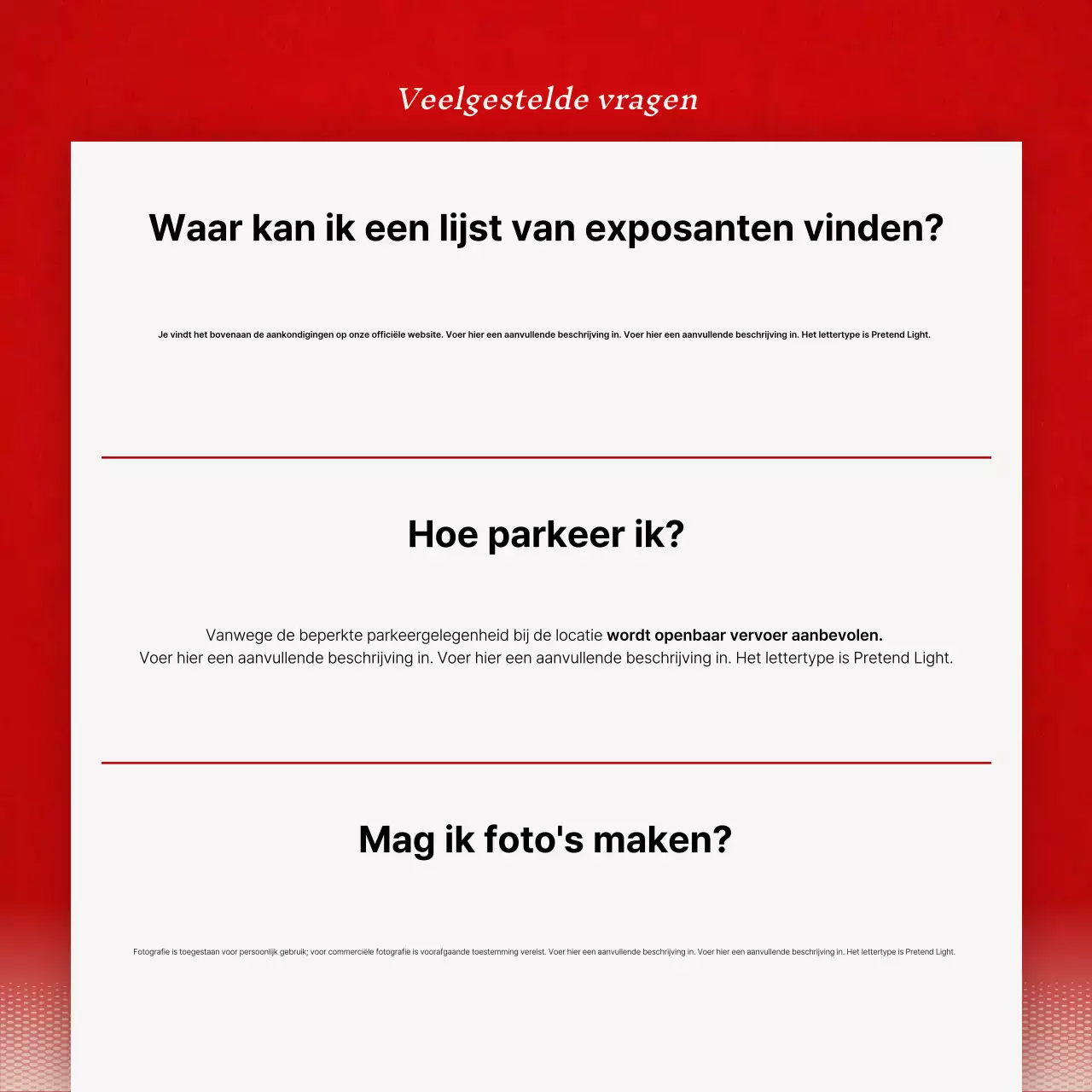 Keurige rood-witte vraag en antwoord aankondigingen