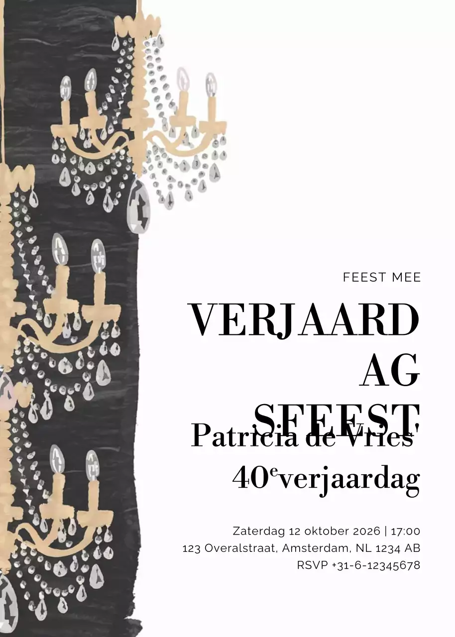 beige elegante verjaardagsuitnodiging