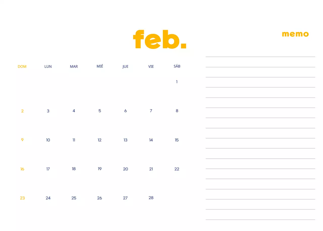 Calendario comercial con simpáticas ilustraciones