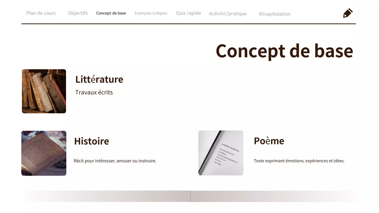 Matériel de cours de langue et de littérature de 3e année, minimaliste et propre