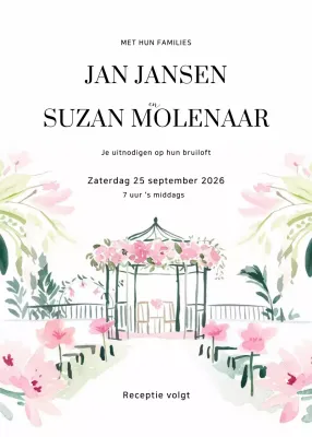 Roze elegante huwelijksuitnodiging