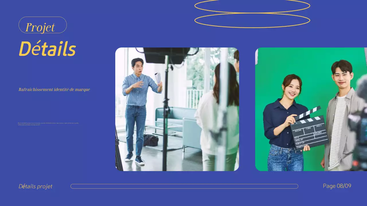 Bleu Jaune Professionnel Portfolio créatif Présentation