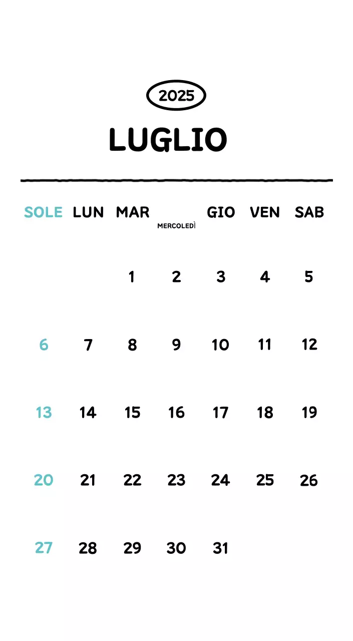 Calendario illustrato con un grazioso stile di linee