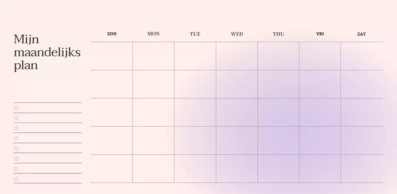 Minimalistische kalender met kleurverloop