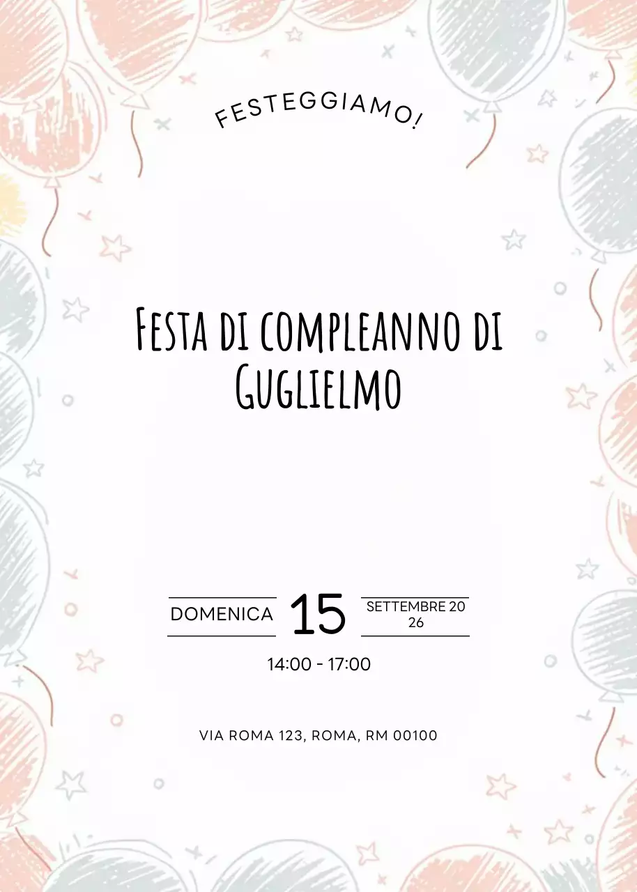 invito di compleanno minimal colorato