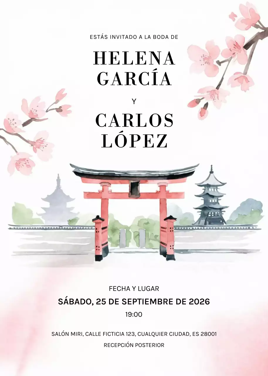 Invitación de boda tradicional rosa