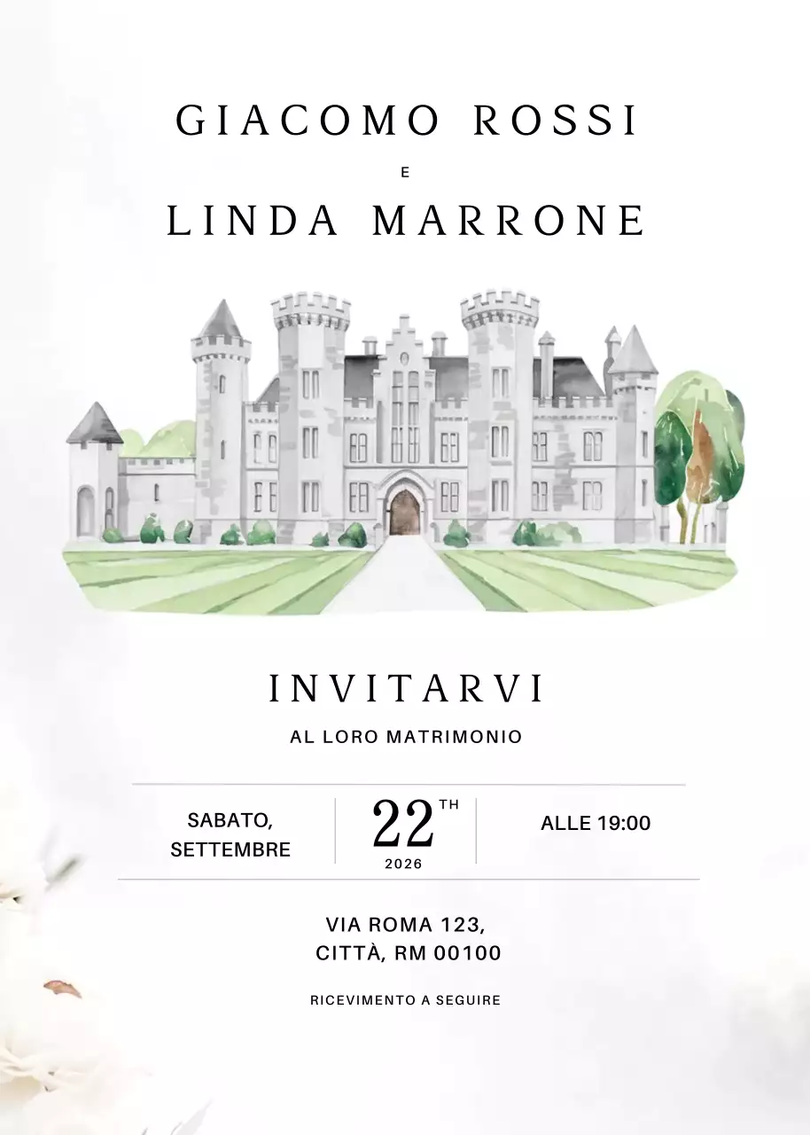 Invito di nozze elegante bianco