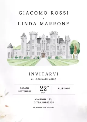 Invito di nozze elegante bianco