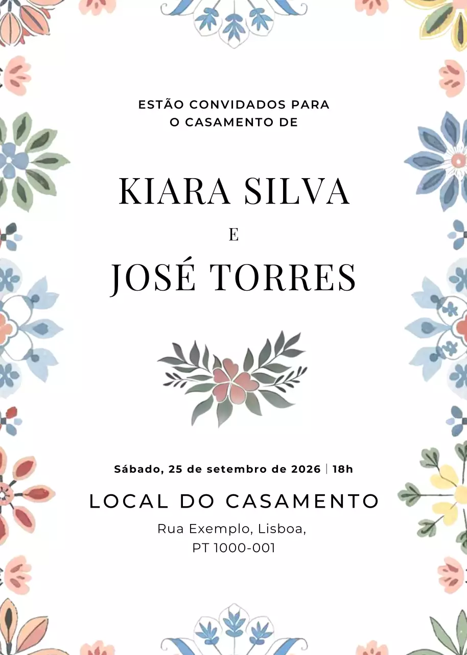 convite de casamento floral bege