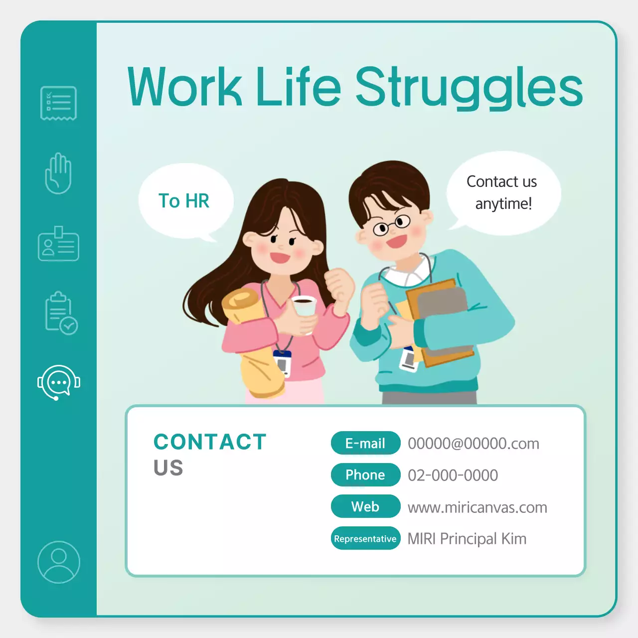 Teal Minimal Workplace Guide Instagram Carousel