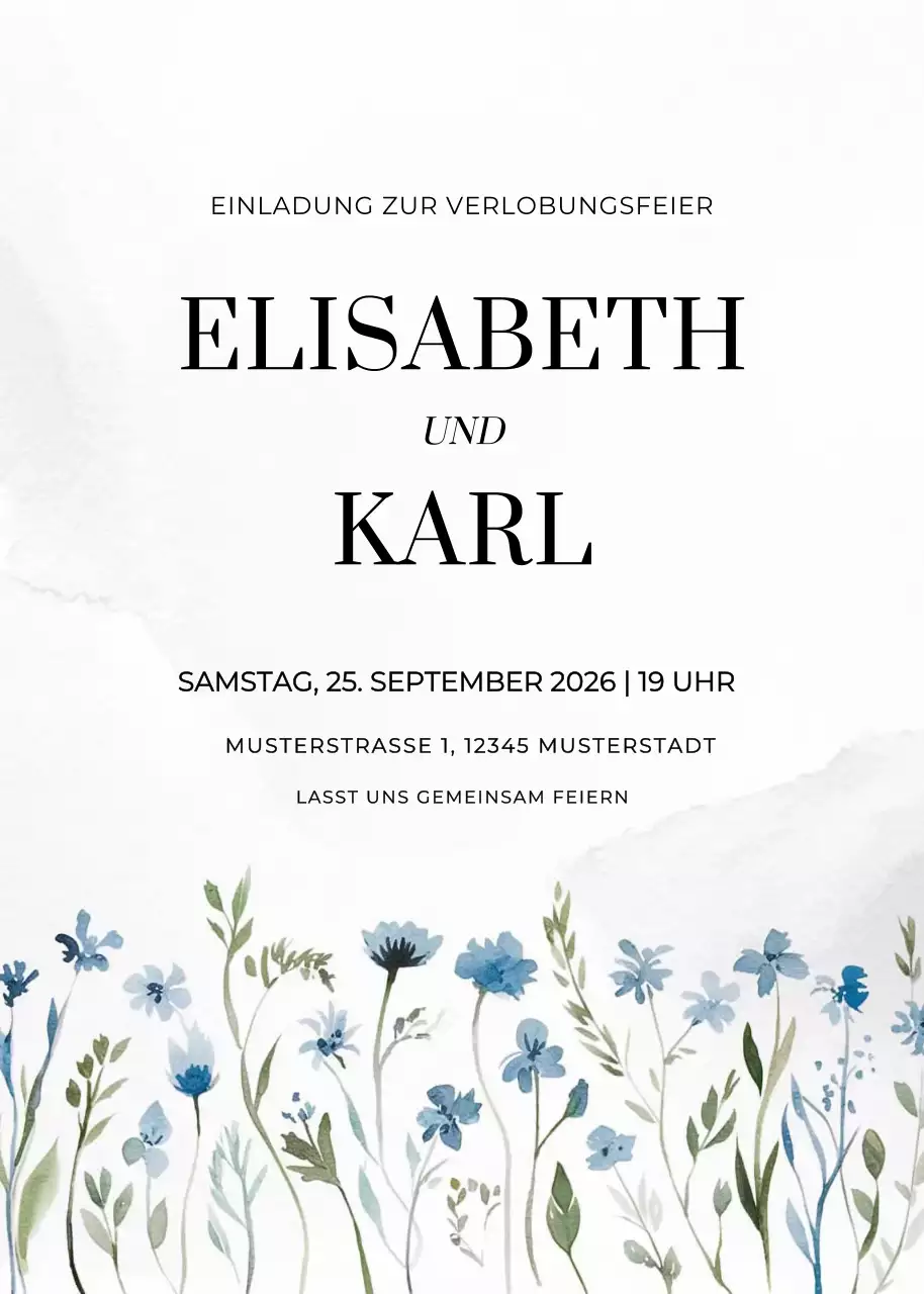 weiß elegant Verlobungseinladung