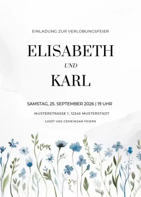 weiß elegant Verlobungseinladung