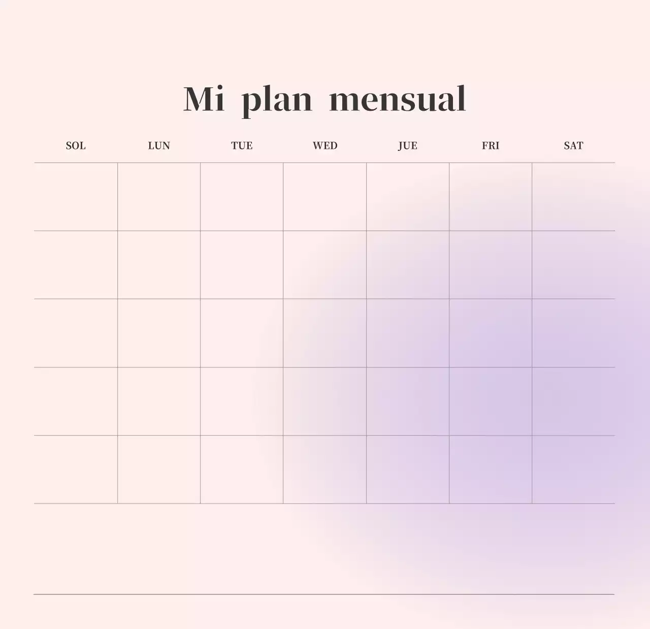Calendario minimalista degradado