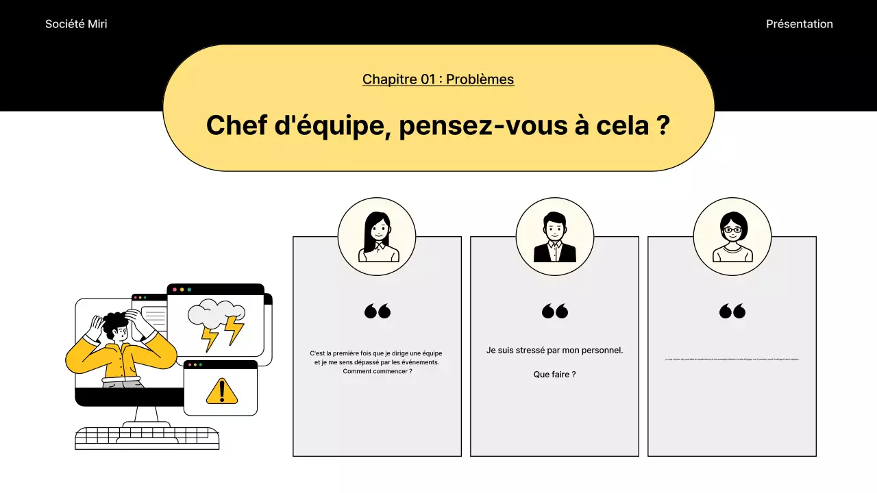 Un guide simple du séminaire interne en noir et bleu