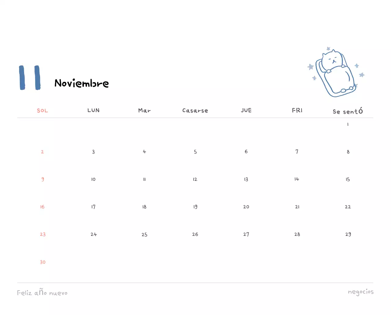 Calendario diario en marfil