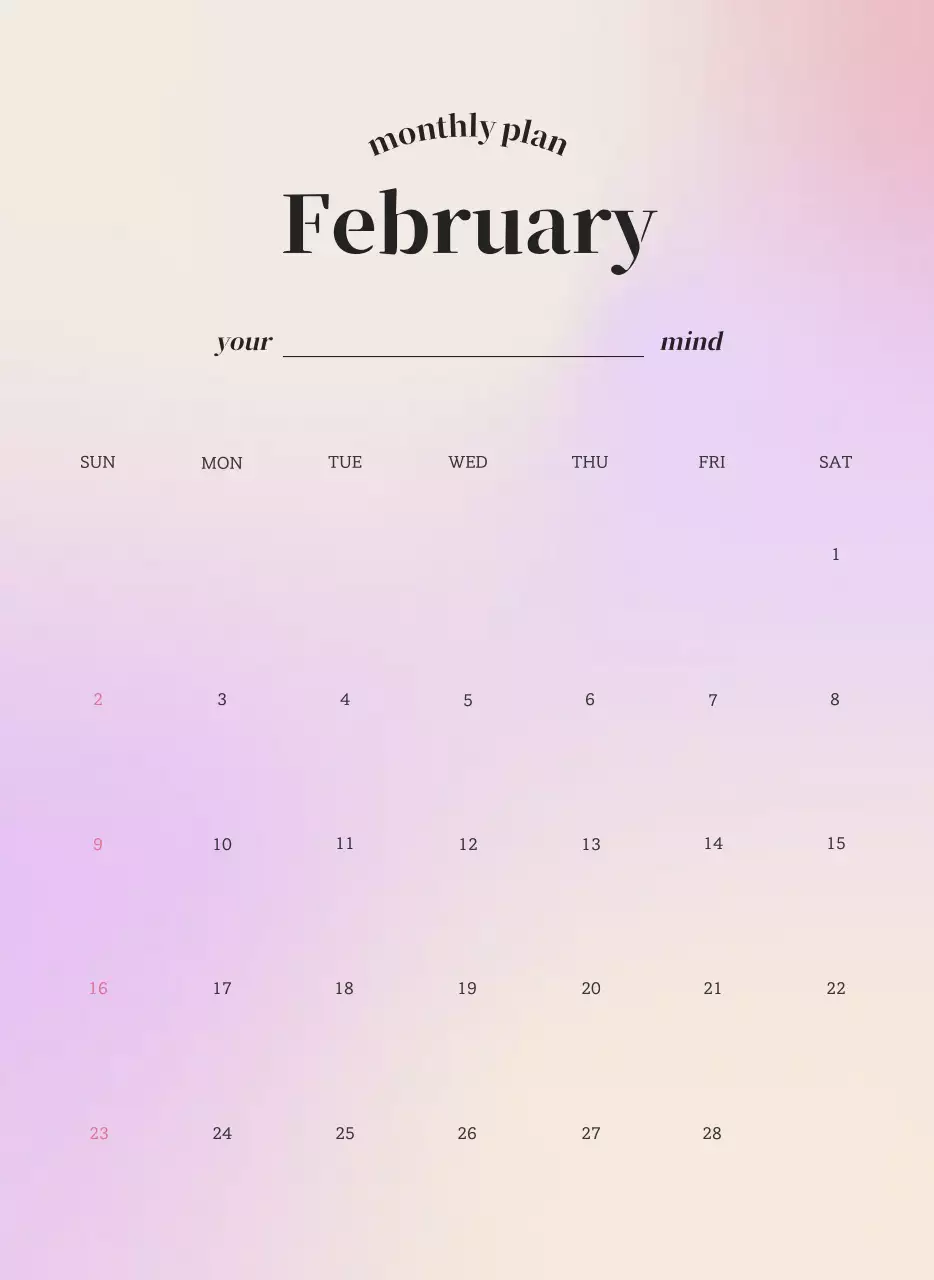 Kalender Minimalis Gradien