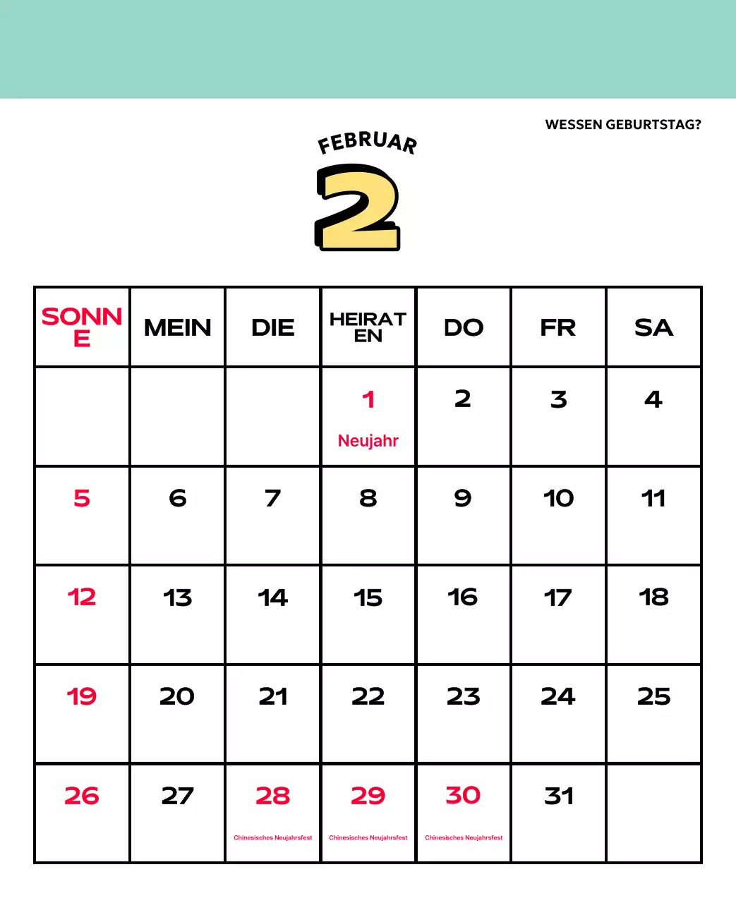 Bunte Kalender mit einer Vielzahl von Retro-Illustrationen