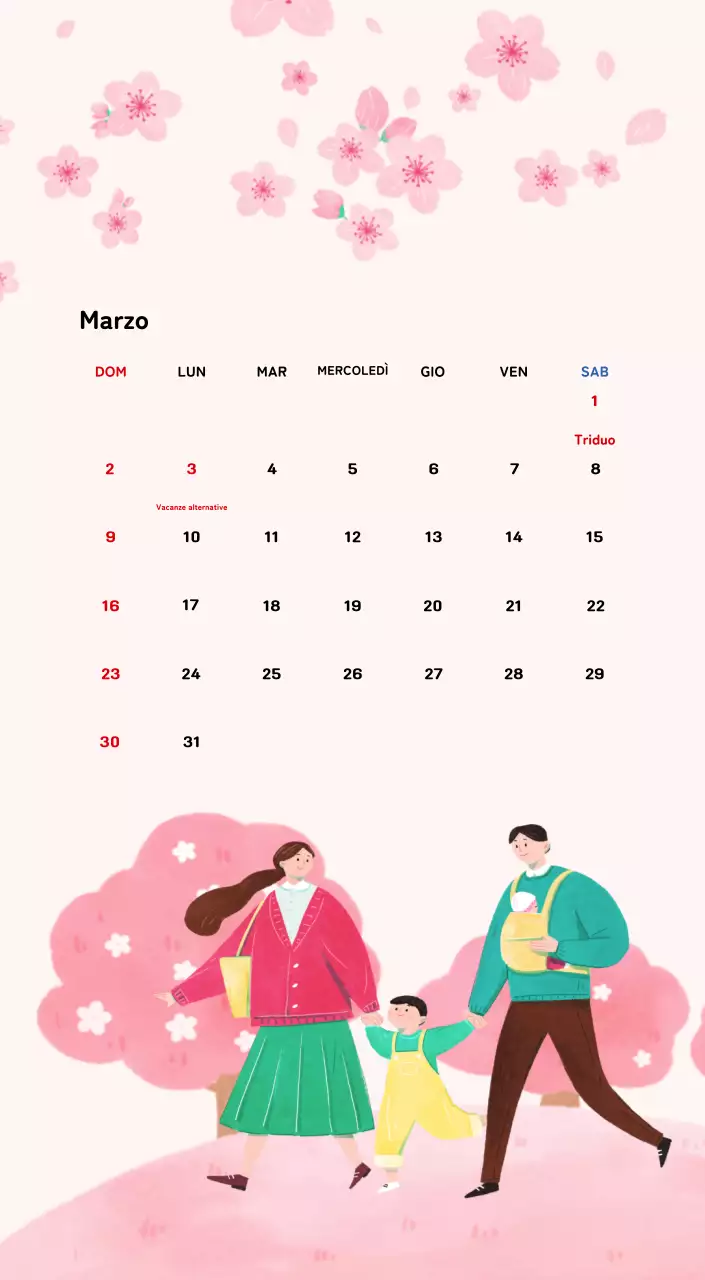 Calendario di Capodanno con una calda illustrazione