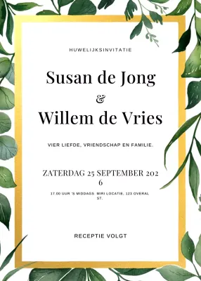 groene elegante huwelijksuitnodiging