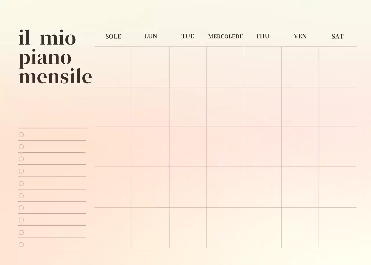 Calendario minimalista a gradi
