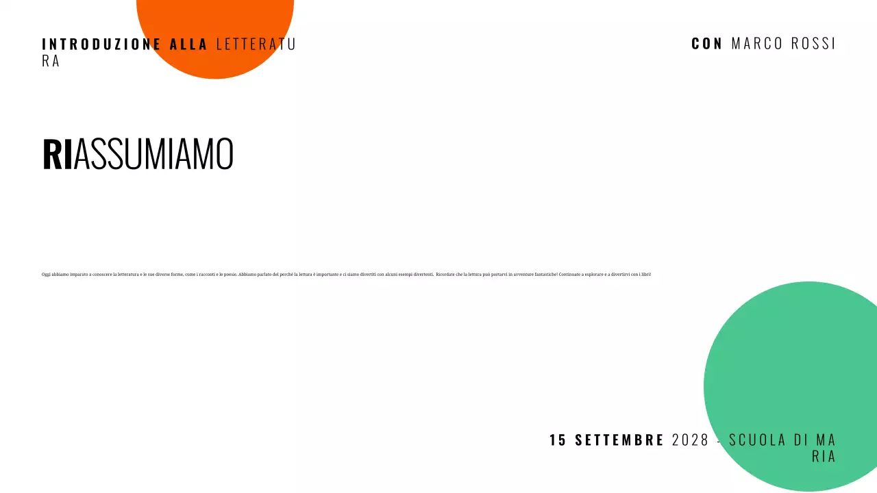 Presentazione del corso di letteratura moderna multicolore