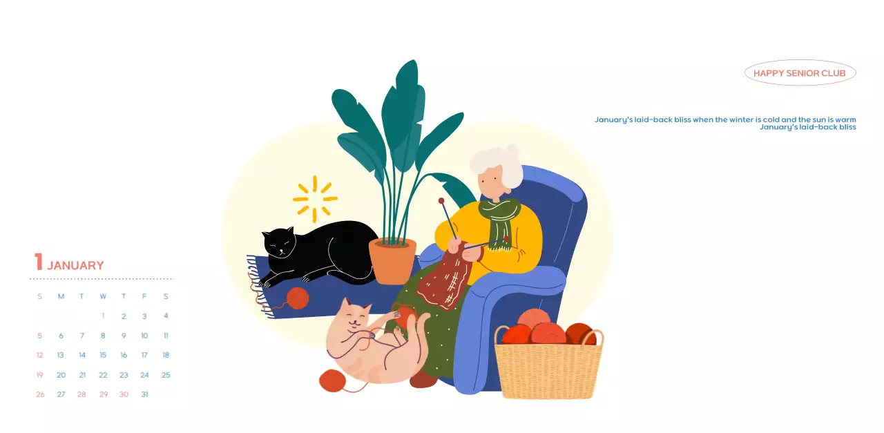 Business calendar with cute illustrations