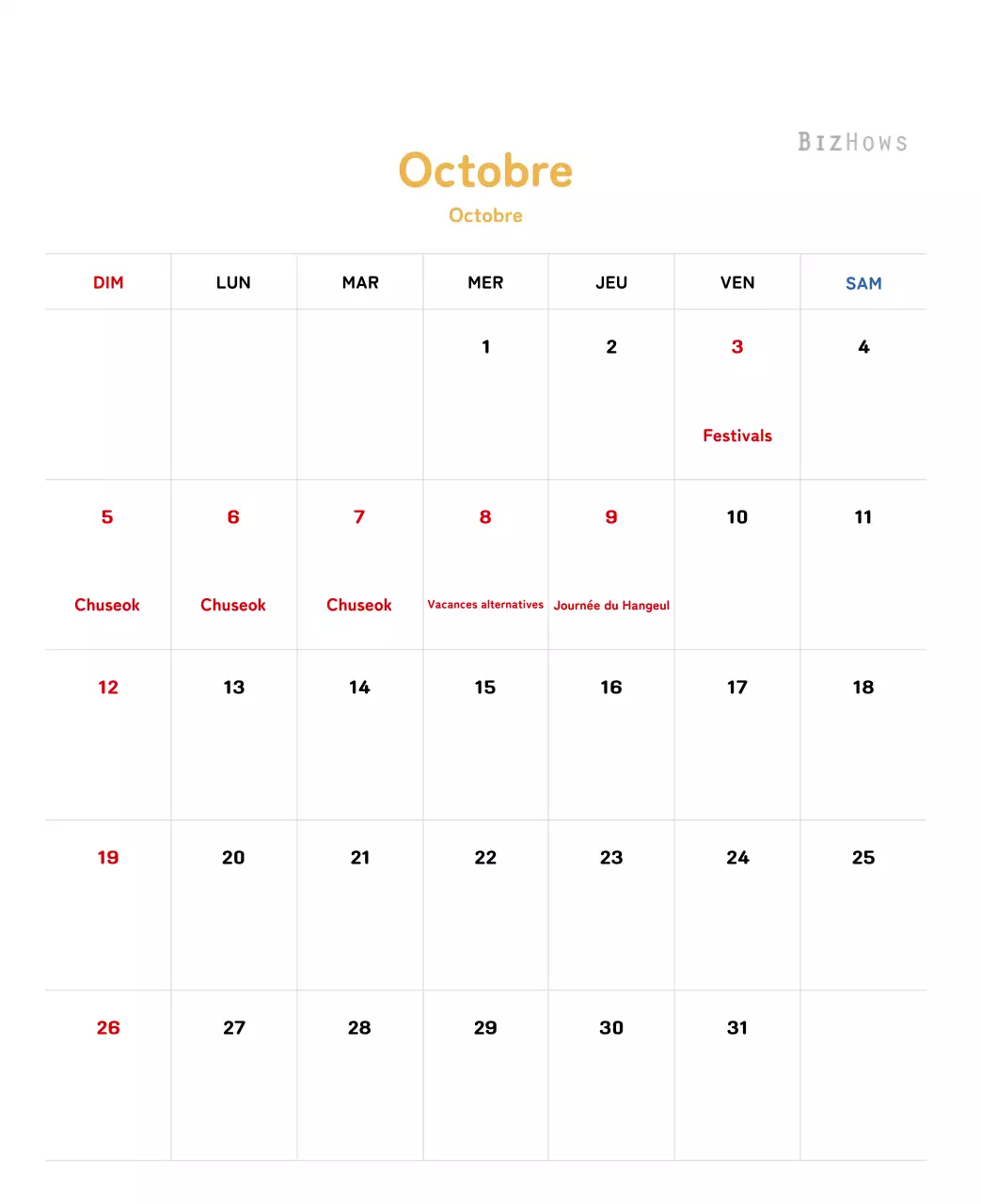 Calendrier du Nouvel An avec illustrations chaleureuses