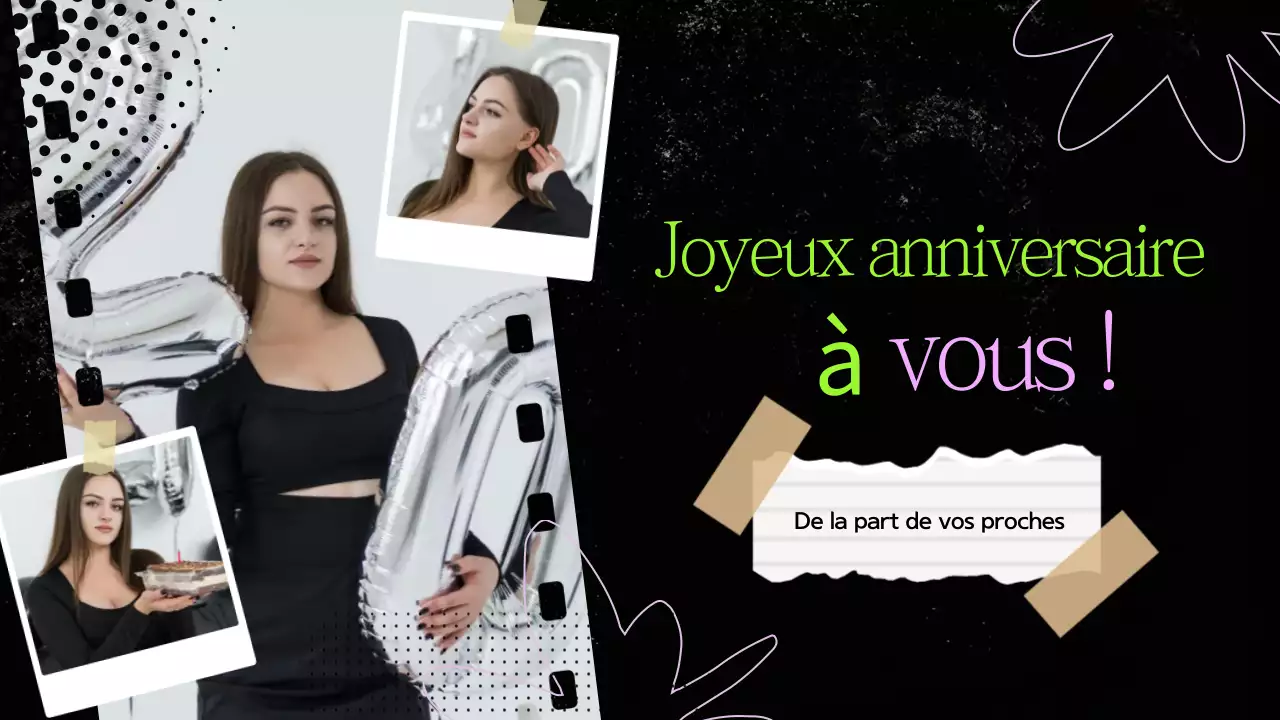 Collage de papier noir et vert Présentation de l'anniversaire