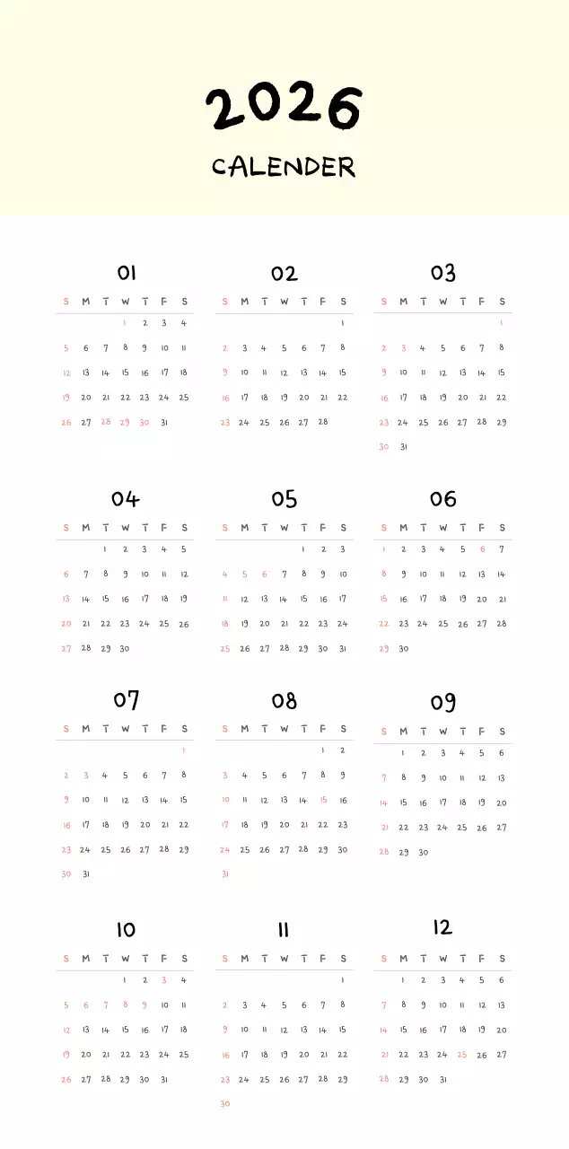 Ivory Cozy Daily Calendar